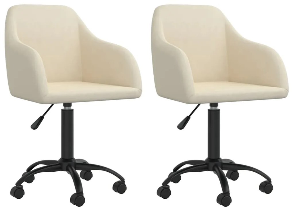 vidaXL Cadeiras de jantar giratórias 2 pcs veludo cor creme