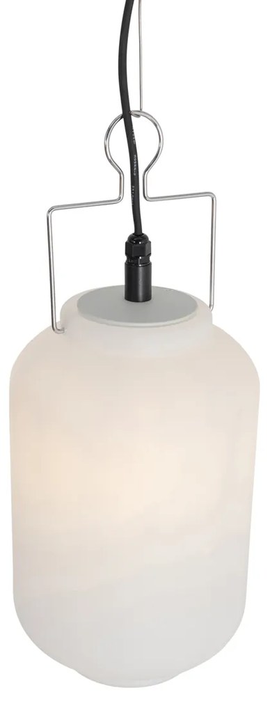 Candeeiro de suspensão exterior branco 20 cm com ficha IP44 - Pion
