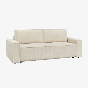 Sofá-cama De 3 Lugares Estofado Tampere Bombazina Bege Creme - Sklum