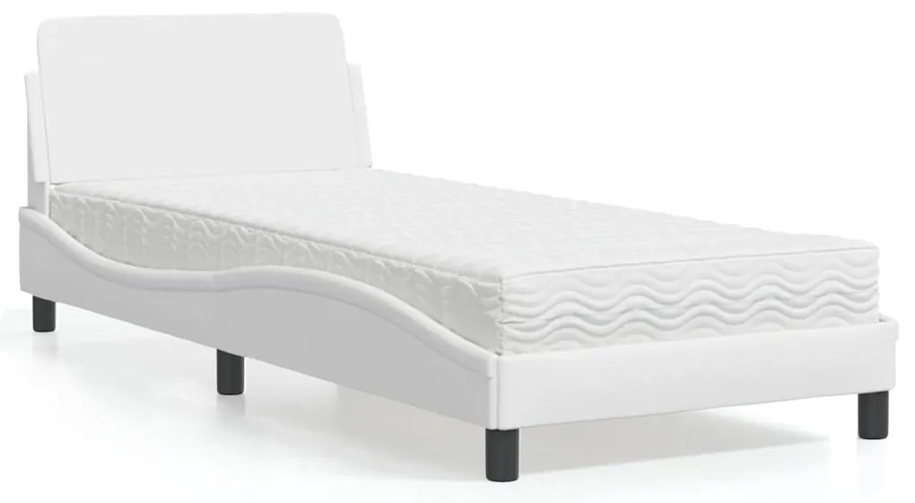 Cama com colchão 80x200 cm couro artificial branco