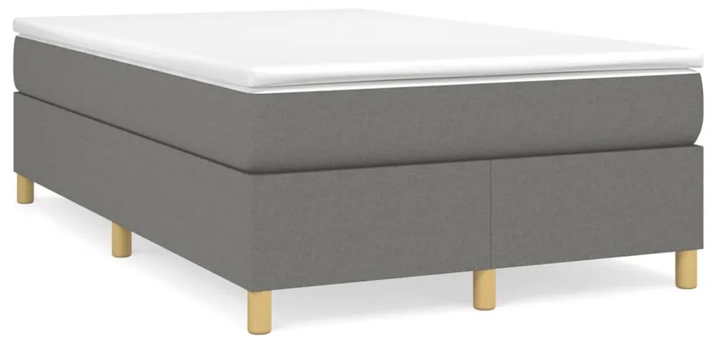 vidaXL Cama boxspring com colchão 120x190 cm tecido cinzento-escuro