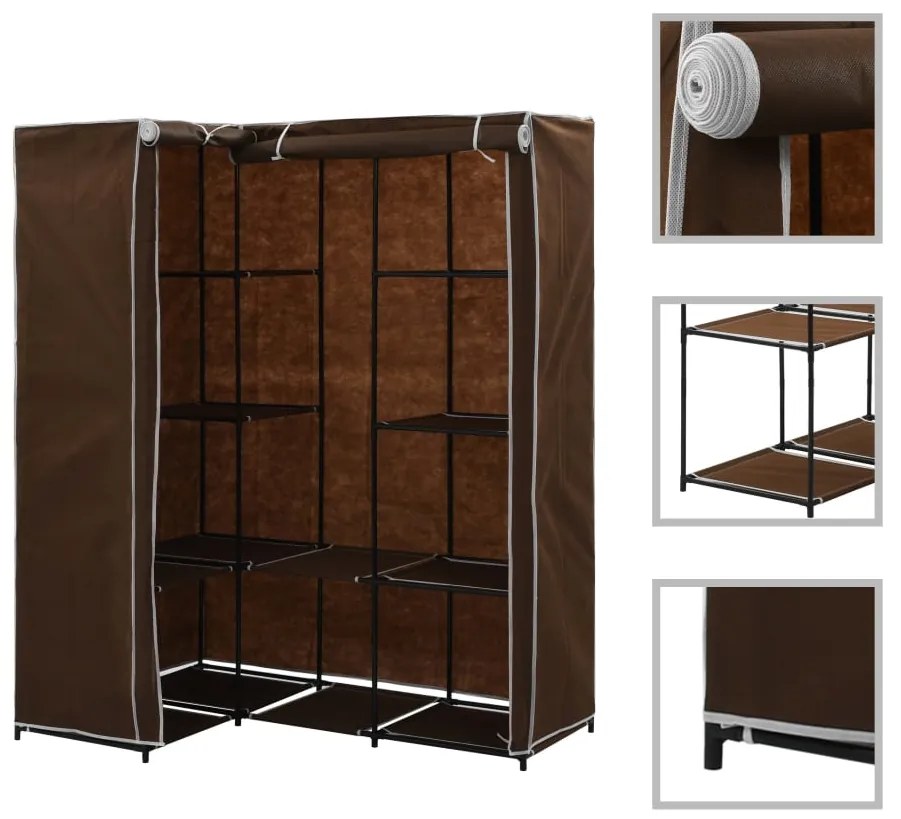 282450 vidaXL Roupeiro de canto 130x87x169 cm castanho