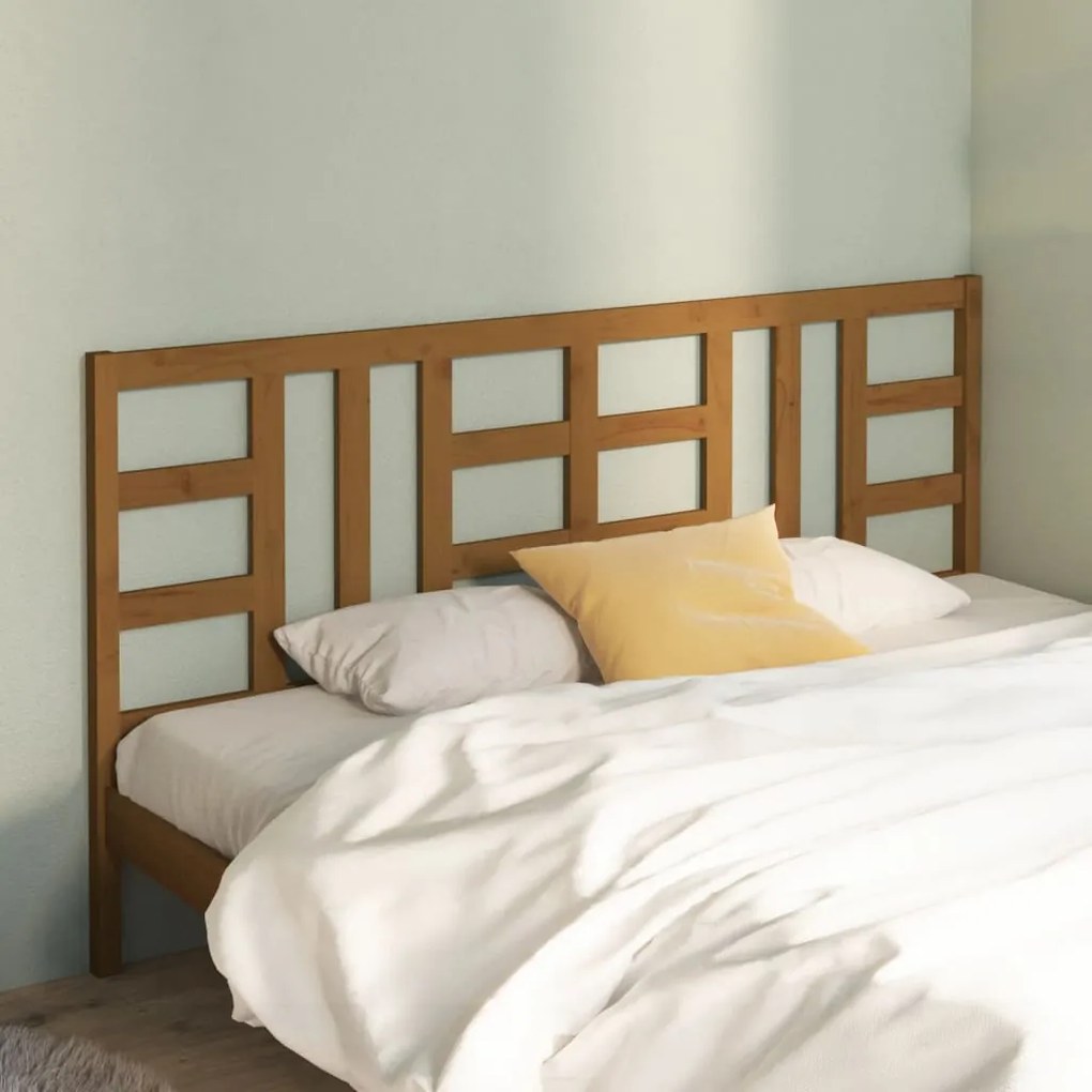 vidaXL Cabeceira de cama 186x4x100 cm pinho maciço castanho mel