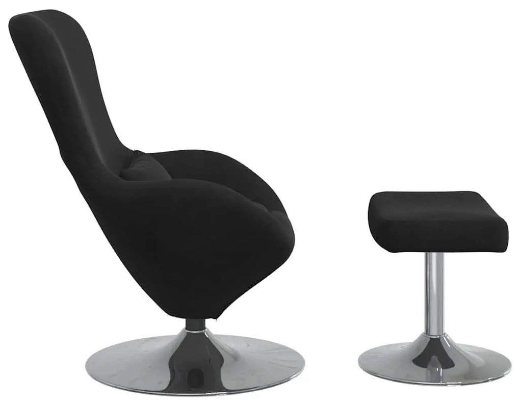 Poltrona Egg vidaXL com Puff Veludo Preto