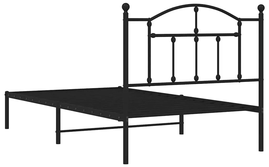 Estrutura de cama com cabeceira 100x190 cm metal preto