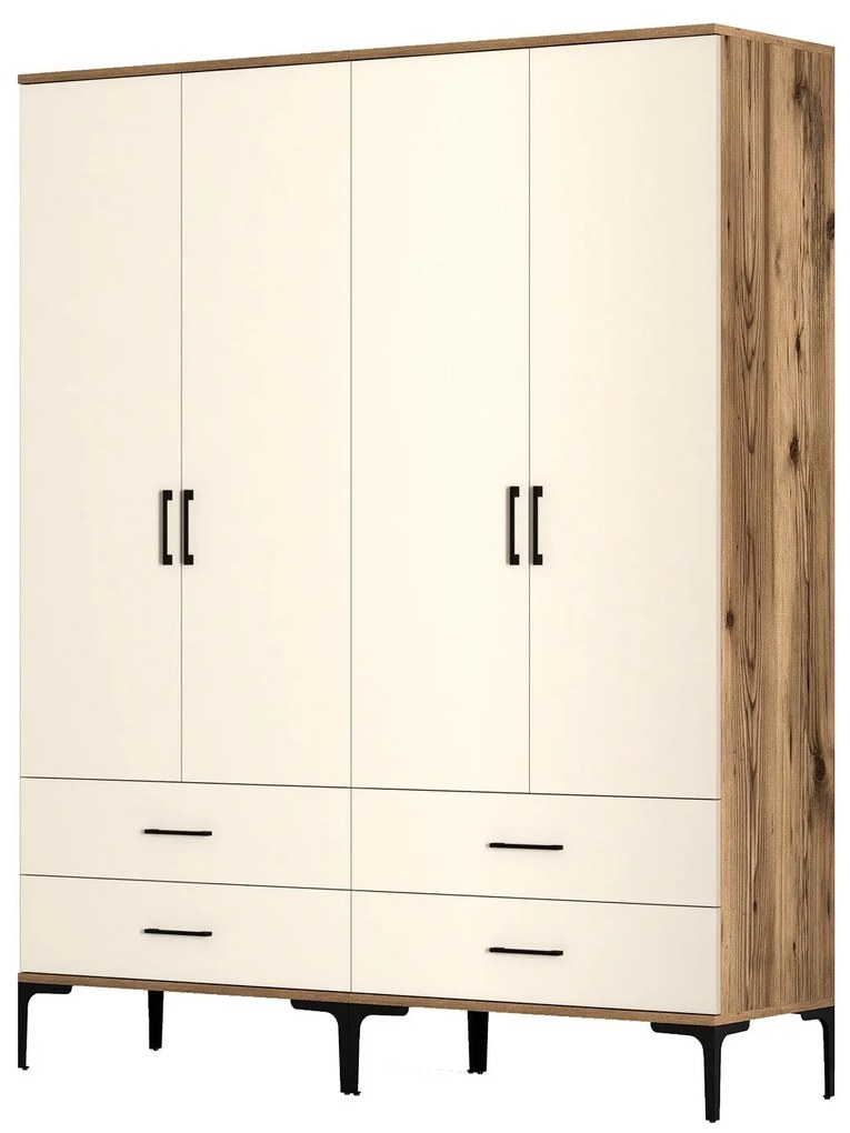 Guarda-Roupa Kumsal TT – Nogueira e Creme – 160x47,5x201,4 cm