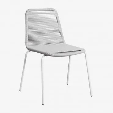 Pack De 4 Cadeiras De Jardim Empilháveis Em Ferro E Corda Entrançada Mileyd Cinza Claro - Sklum