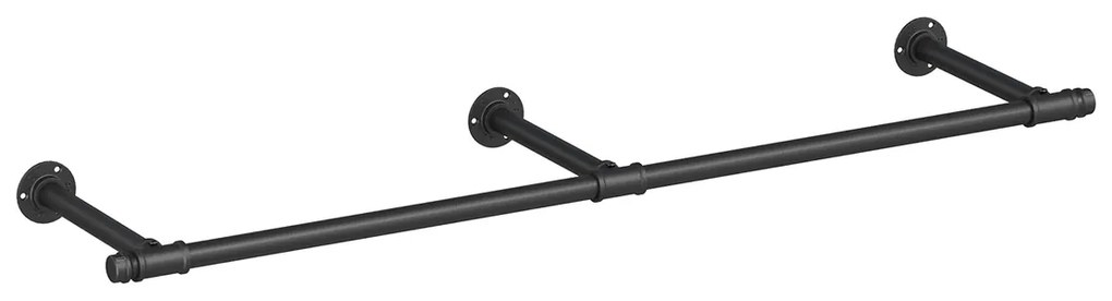 SONGMICS HSR104B01 Cabide de parede industrial economizador de espaço 30,4 x 170 x 7 cm 68 kg de capacidade de carga fácil montagem para salas pequenas preto