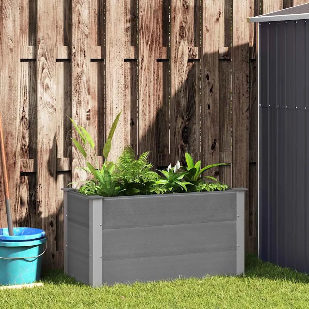 Canteiro elevado para jardim WPC 100x50x54 cm cinzento