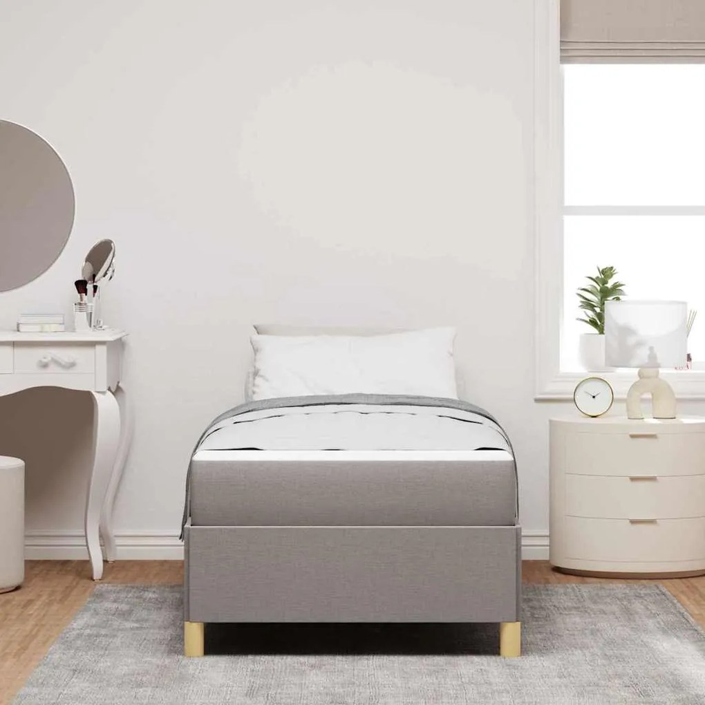 Cama Box Outros Taupe e Branco 90 x 190 cm tecido