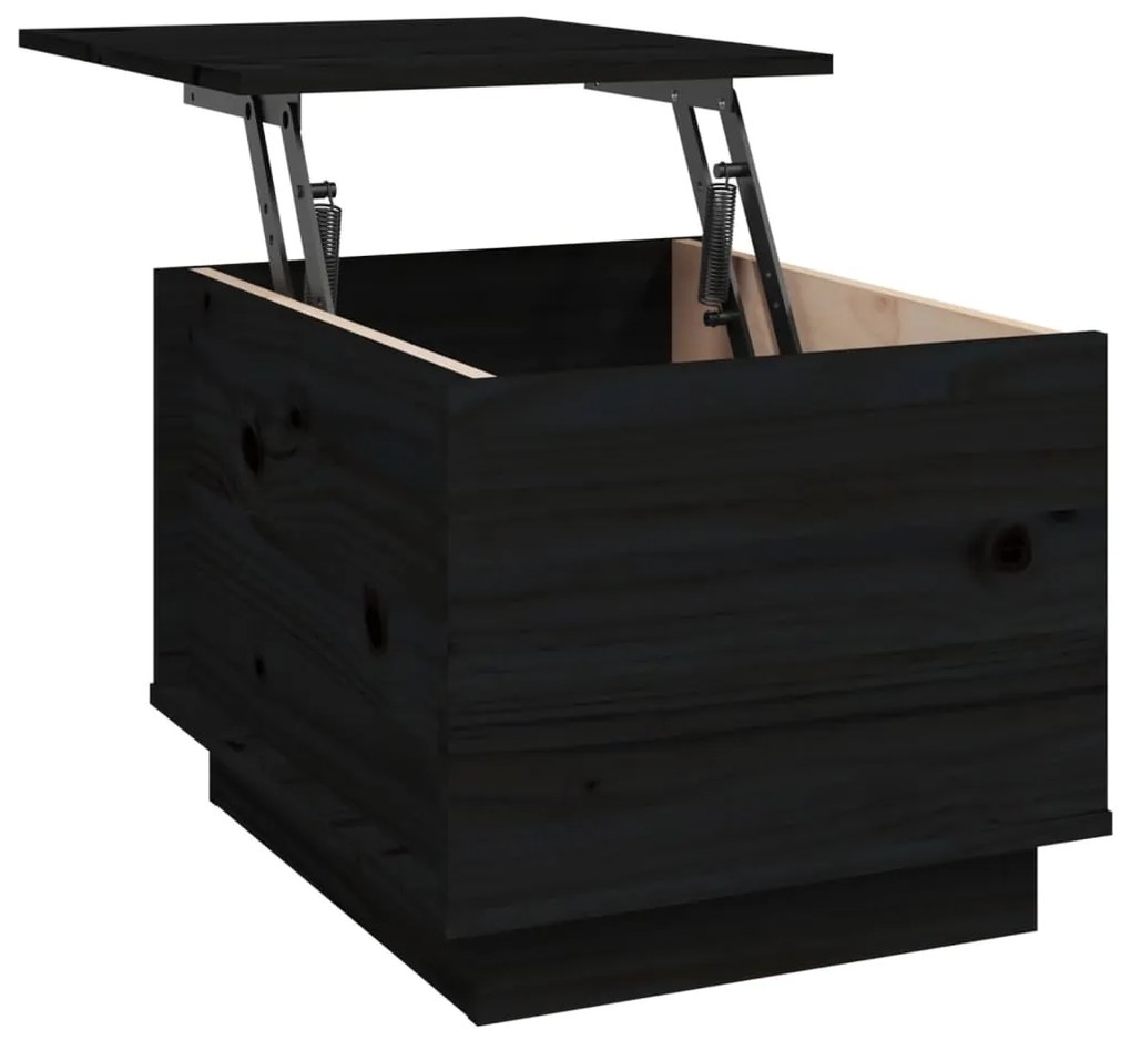 Mesa de centro 40x50x35 cm madeira de pinho maciça preto