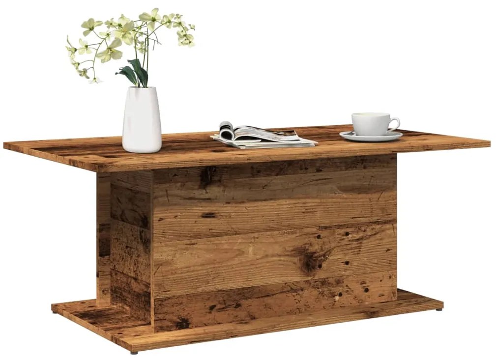 vidaXL Mesa de centro 102x55,5x40cm derivados de madeira madeira velha