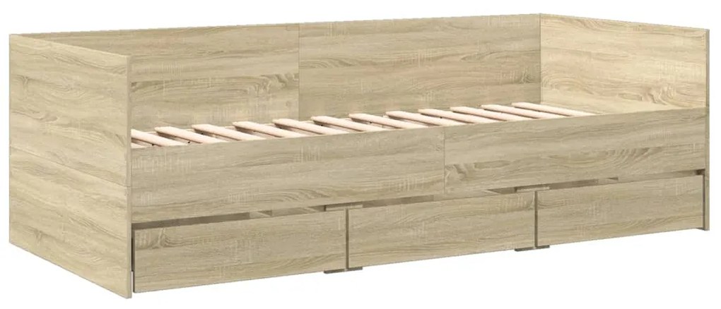 Sofá-cama com gavetas sem colchão 90x200 cm carvalho sonoma