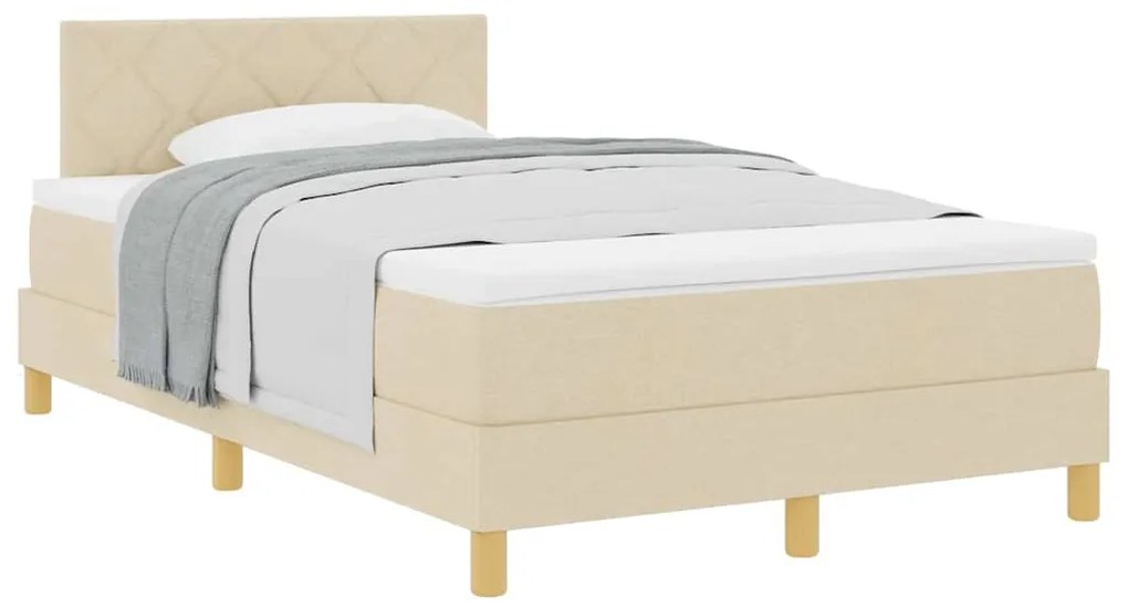 Cama Box com Molas com Colchão Creme 120x200 cm Tecido