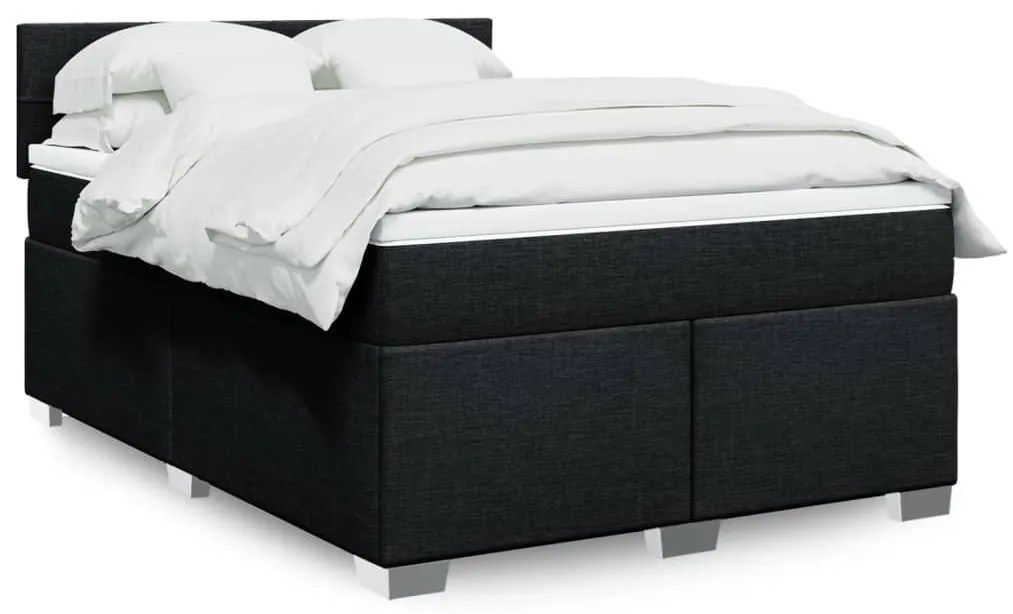 vidaXL Cama com molas/colchão 140x200 cm tecido preto