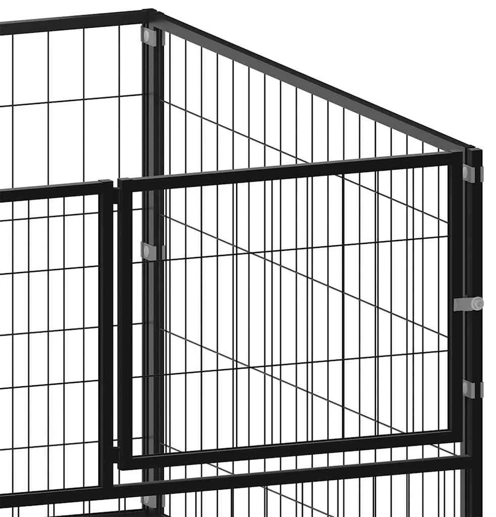 Canil para cães 200x100x70 cm aço preto