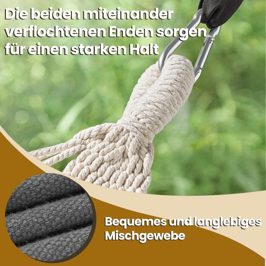 Cama de rede descanso jardim, 210 x 150 cm, capacidade de carga até 300 kg Cinzento