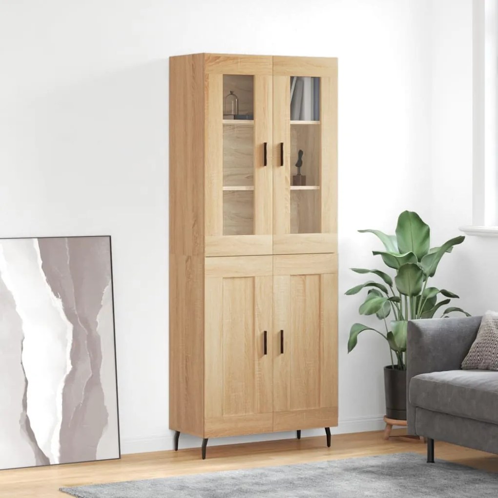 vidaXL Armário alto 69,5x34x180 cm derivados de madeira cor sonoma