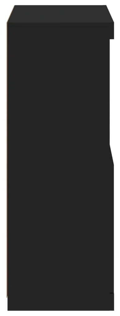 Aparador com luzes LED 60,5x37x100 cm preto