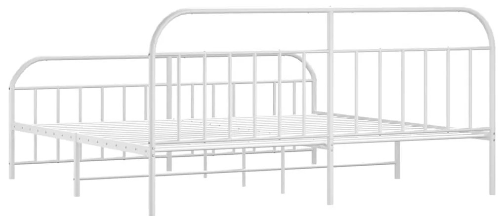 Estrutura de cama com cabeceira e pés 193x203 cm metal branco