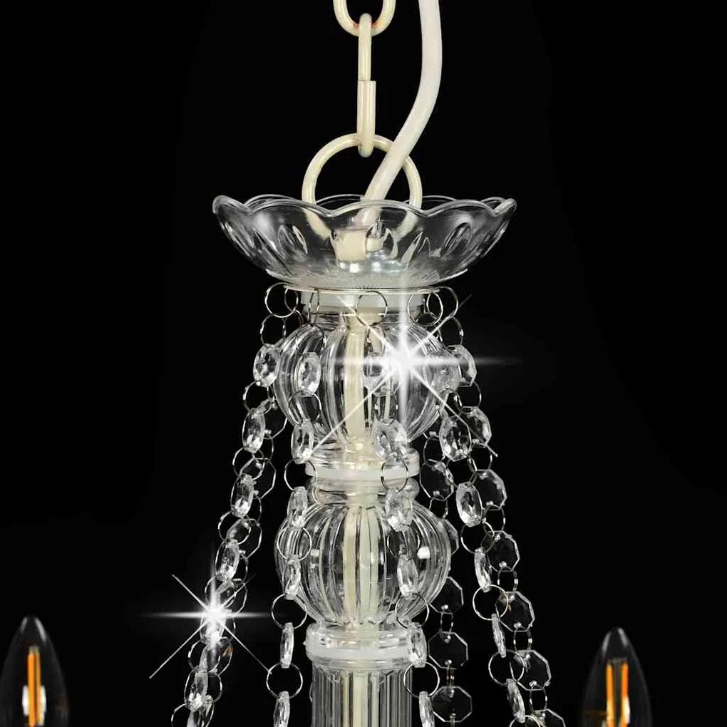 Lustre com contas lâmpadas 8 x E14 branco