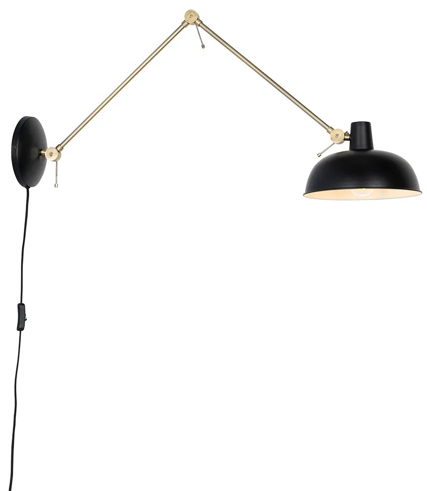 Candeeiro de parede retro preto com bronze - Milou Retro