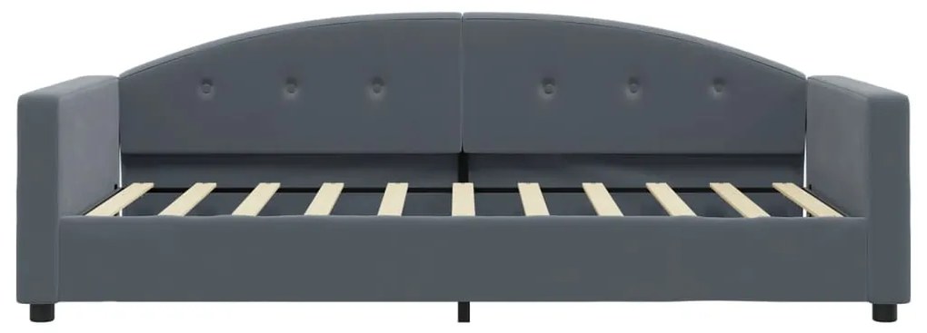 Sofá-cama com colchão 90x190 cm veludo cinzento-escuro