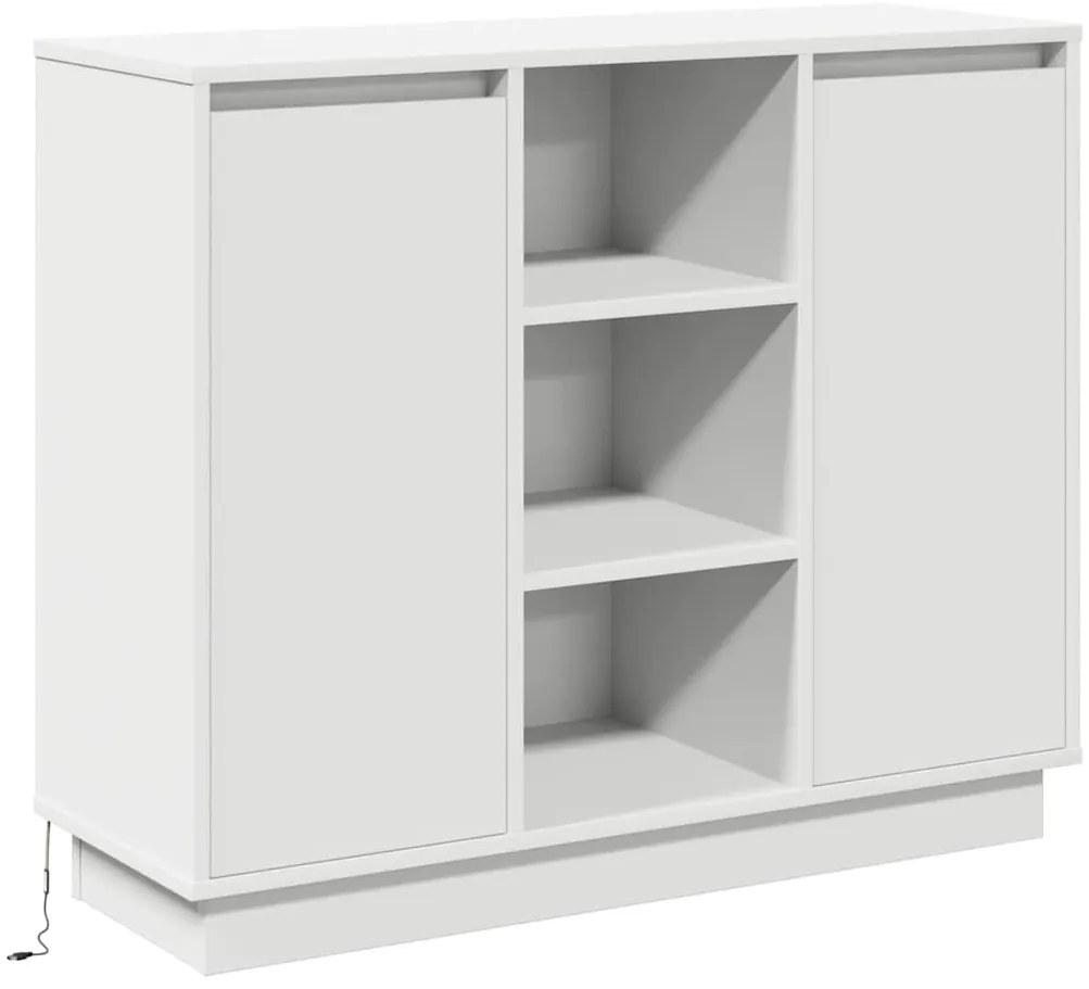 Sideboard com LED Branco 90x32x75 cm em Madeira Compensada