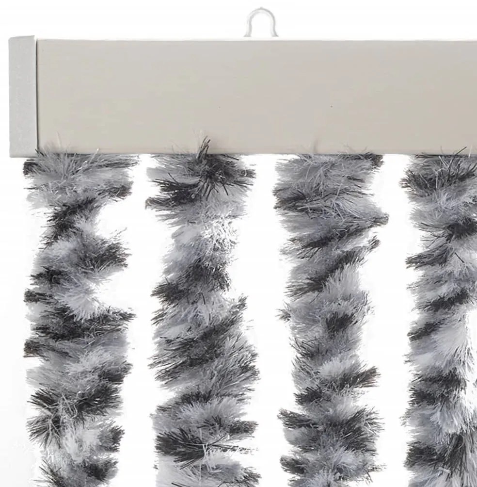 Cortina anti-insetos 118x220 cm chenille cinzento/preto/branco
