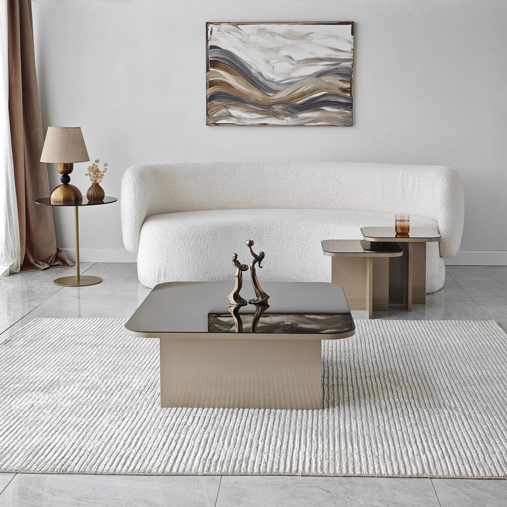 Conjunto de Mesas de Centro Jazz – Bege Bronze – Várias Medidas