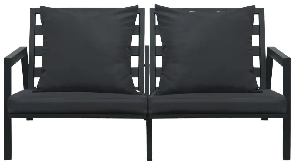 5 pcs conjunto lounge jardim + almofadões alumínio cinza-escuro