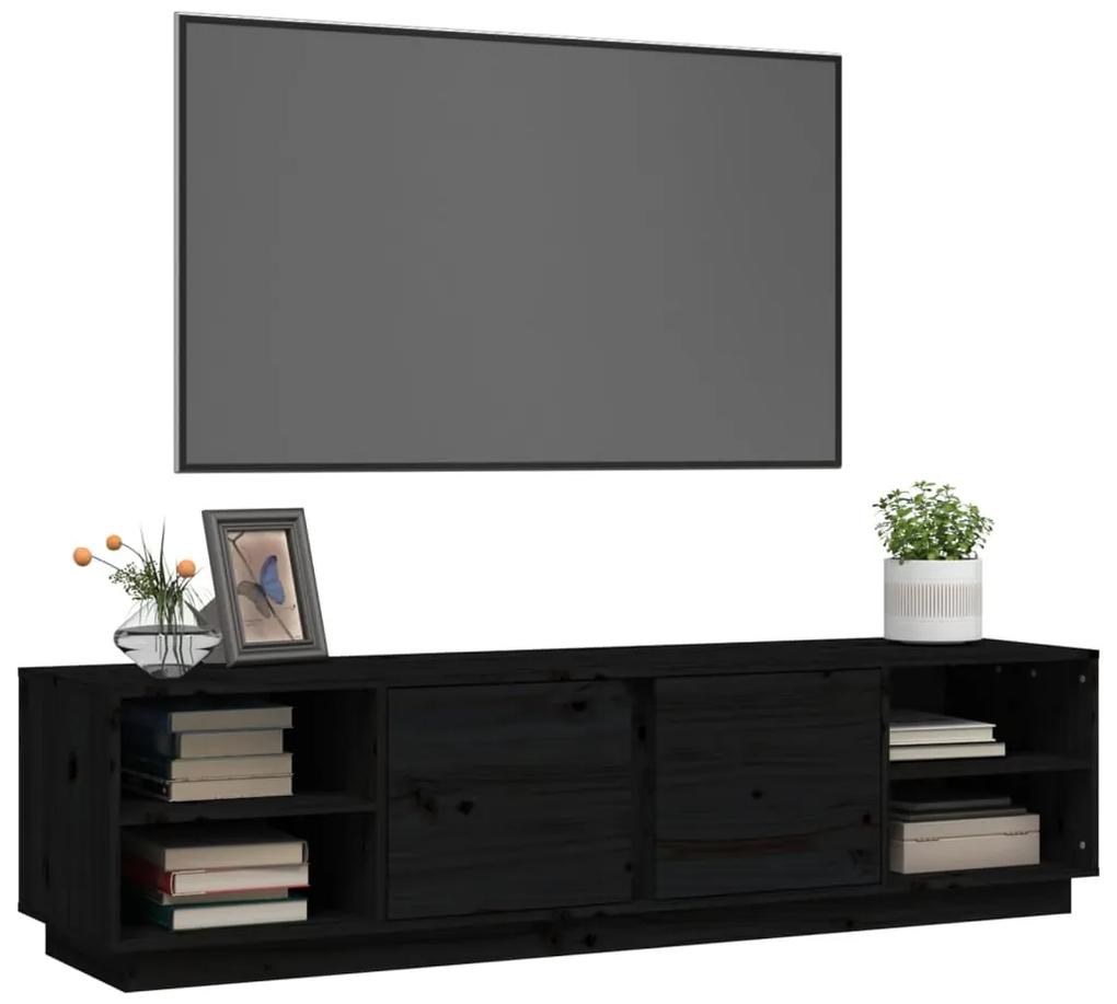 Móvel de TV 156x40x40 cm madeira de pinho maciça preto