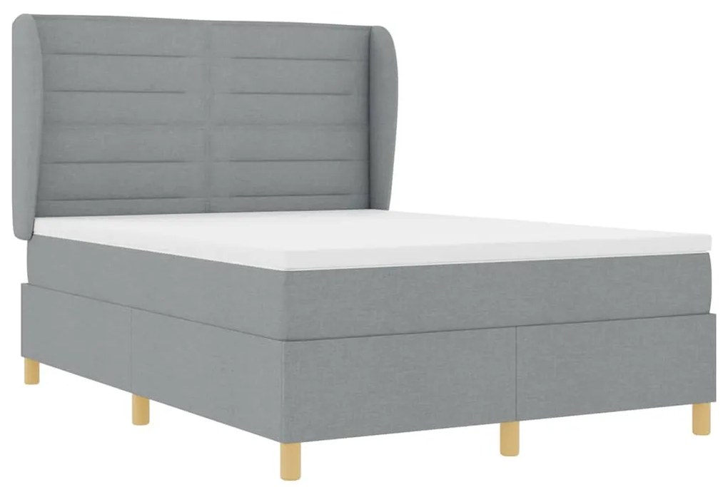 Cama Box Spring com Colchão vidaXL Cinza Claro 140x200 cm Tecido