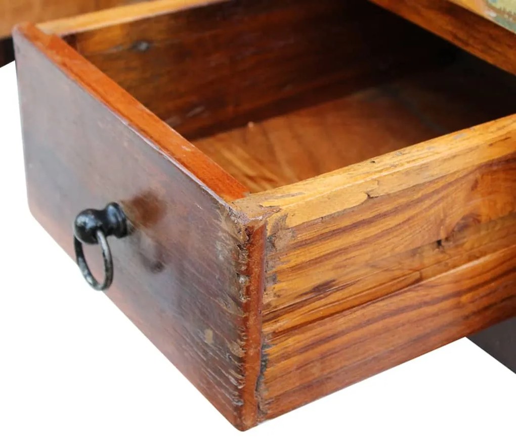 Mesa de centro + gavetas 90x45x35 cm madeira reciclada maciça