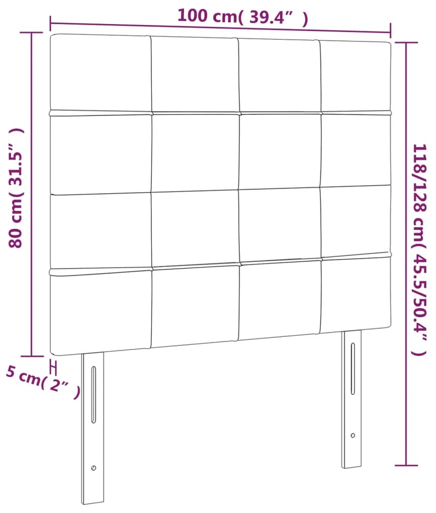 Cabeceira cama c/ luzes LED veludo 100x5x118/128cm azul-escuro