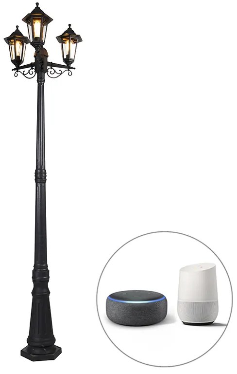 LED Lanterna inteligente de exterior preta 3 luzes incl. Wifi ST64 - New Haven Clássico / Antigo