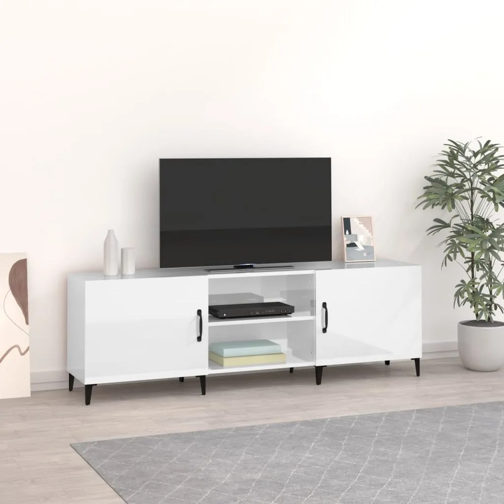 812633 vidaXL Móvel de TV 150x30x50 cm derivados de madeira branco brilhante