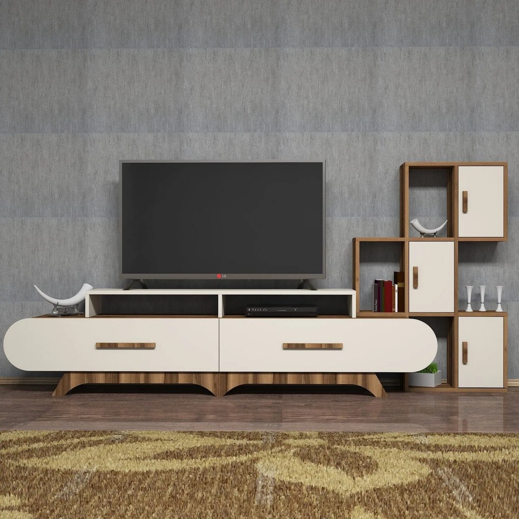 Unidade TV Flora – Nogueira e Creme – 205x50x36,8 cm