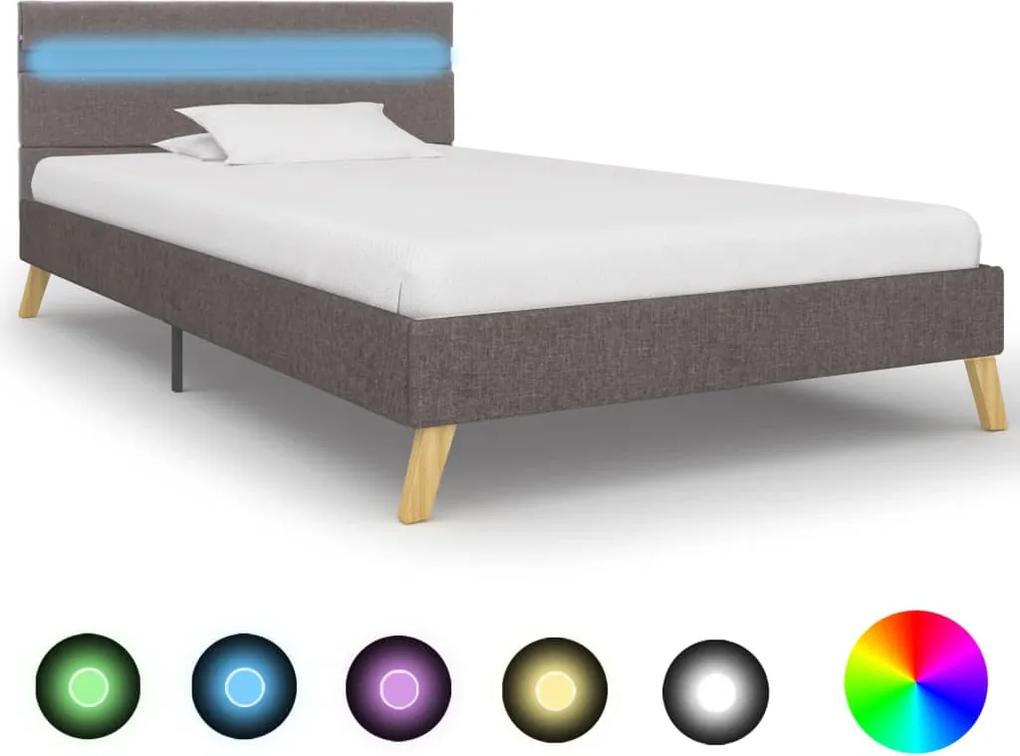 Estrutura de cama com LEDs 100x200 cm tecido cinzento-claro