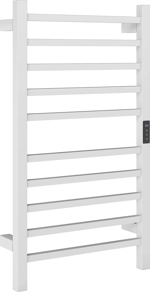 Toalheiro Elétrico de Parede 110W com Controlo WIFI Ecrã Tátil Temporizador 10 Barras Temperatura Ajustável Baixo Consumo IPX4 45x11x80 cm Branco