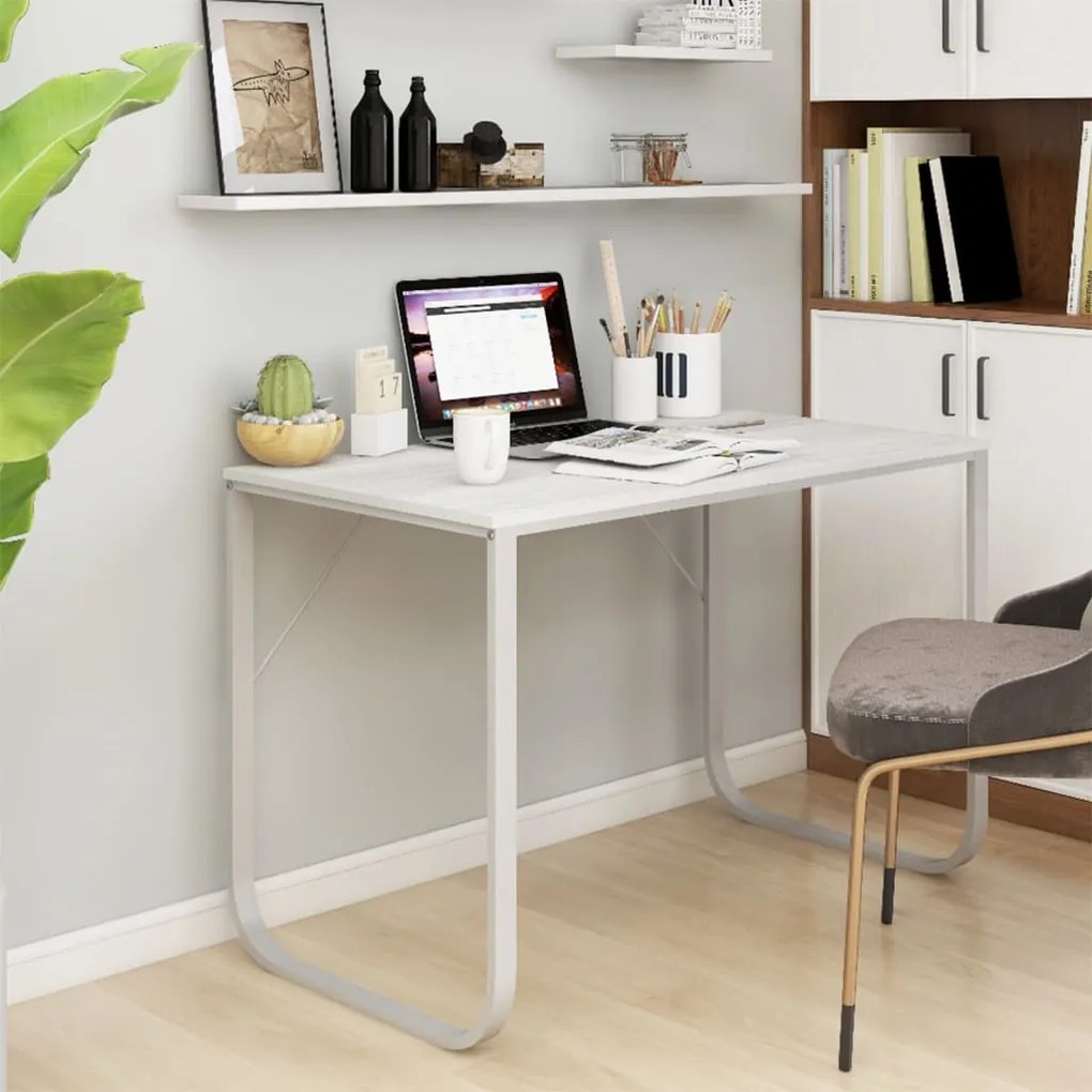 vidaXL Secretária de computador 110x60x73 cm contraplacado branco