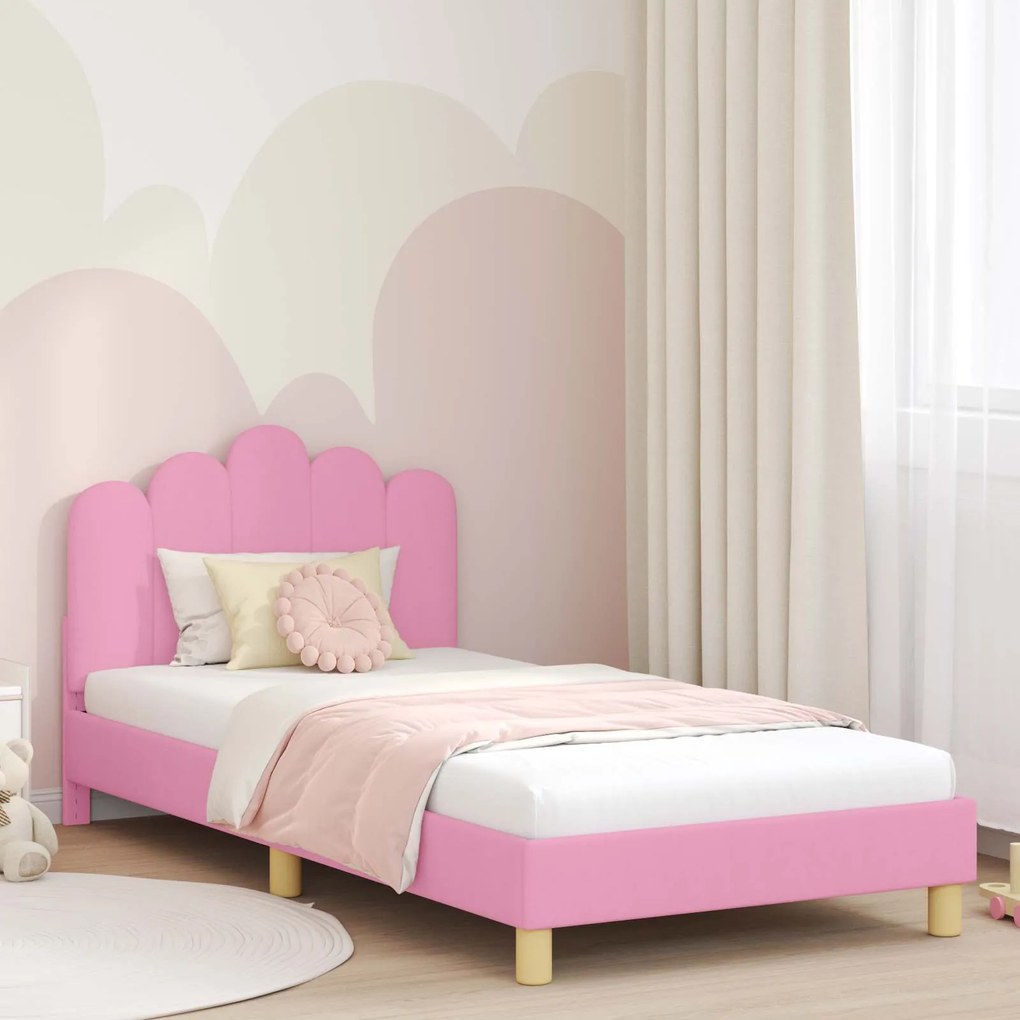 vidaXL Estrutura de Cama Infantil com Cabeceira Rosa 80 x 200 cm