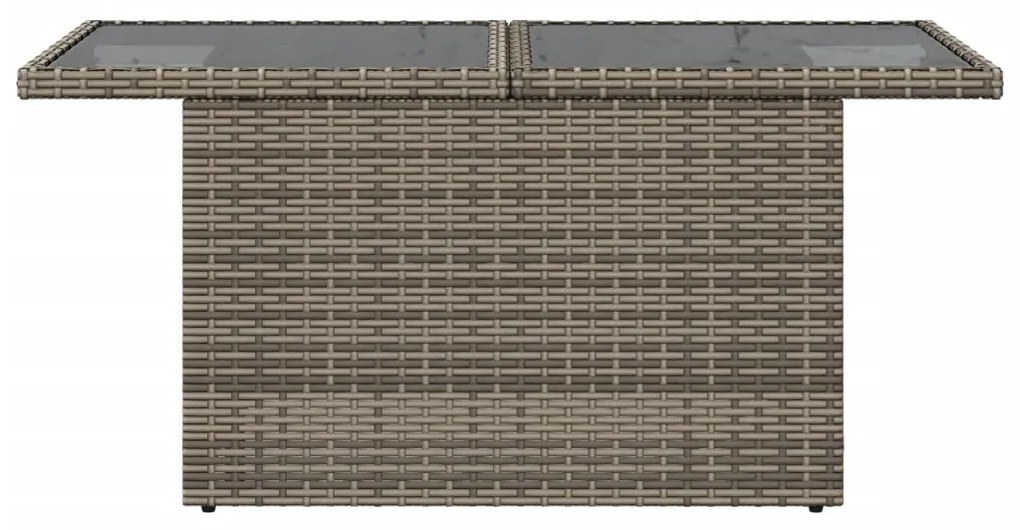 Mesa de jardim com tampo de vidro 100x55x73 cm vime PE cinza