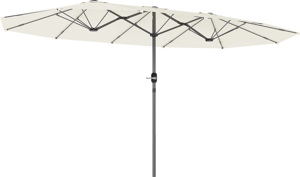 Outsunny Guarda-sol duplo 436 x 260 cm, proteção UV, guarda-sol em aço com manivela, oval, Bege | Aosom Portugal