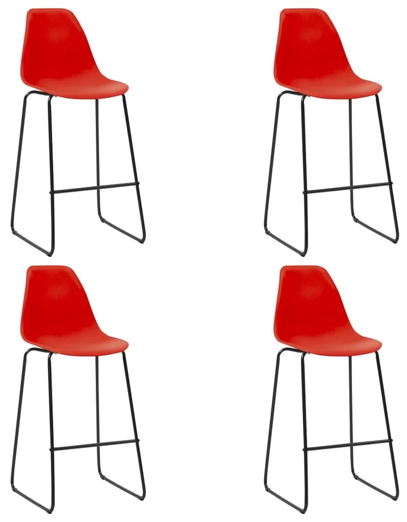 vidaXL Cadeiras de bar 4 pcs plástico vermelho