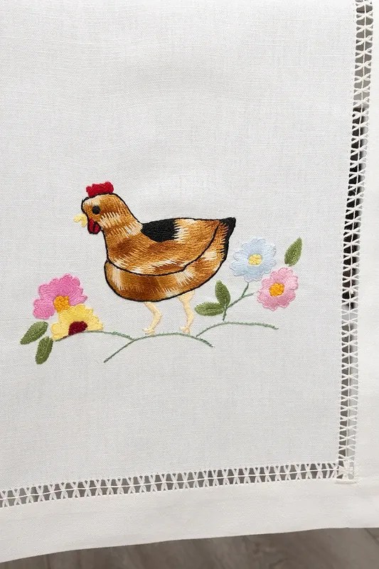 50x180 cm - Caminho de mesa linho - Bordados da Lixa