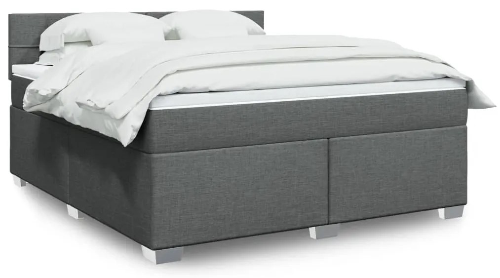 vidaXL Cama com molas/colchão 180x200 cm tecido cinzento-escuro
