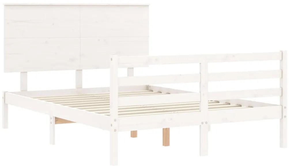 Estrutura de cama com cabeceira 140x200cm madeira maciça branco