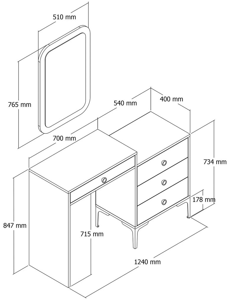 Dresser Lizbon500 – Walnut/White – 124x84,7x40 cm