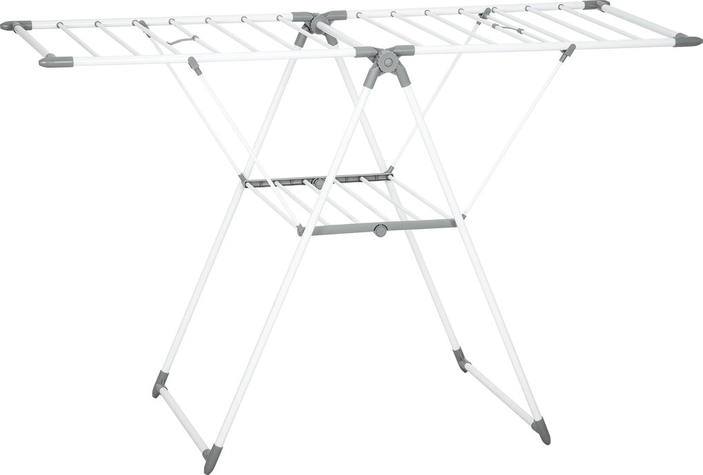 HOMCOM Varal de roupas dobrável para uso interno com braços articulados ajustáveis em metal 156,5 x 61,5 x 97 cm branco | Aosom Portugal
